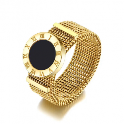 Stainless Steel Roman Numerals Chain Ring